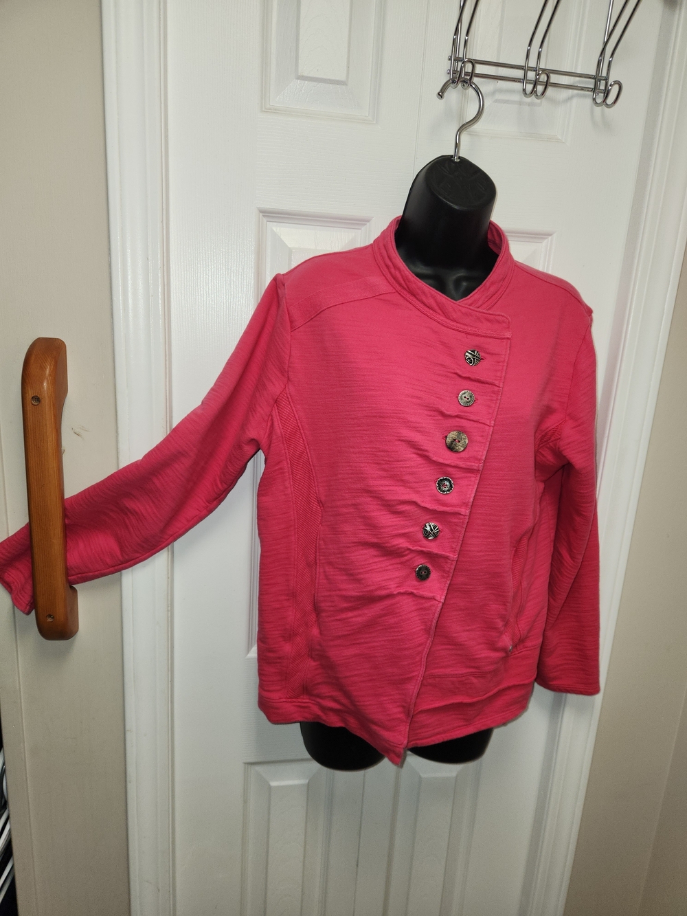 🍉Neon Buddha Hot Pink Asymmetrical Button Jacket